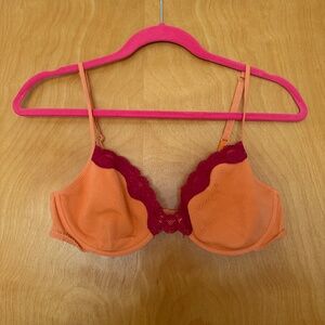 Xhilaration Orange and Pink Unlined Bra with Lace, 38C